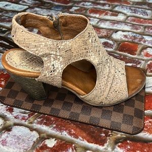 * Miz Mooz beige, suede, snake heels